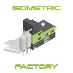 Vector isometric modern industrial and manufacturing factory building icon