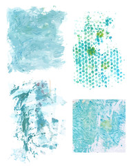 Fototapeta na wymiar Vector set of teal blue watercolor textures; abstract background