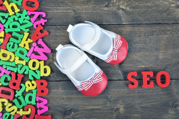 SEO on wooden table