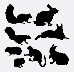 Bunny and squirrel mammal animal silhouette. Good use for symbol, logo, web icon, mascot, sticker design, avatar, or any design you want. Easy to use.