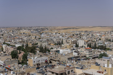 Panoramic view over the town center of Madaba