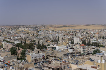 Naklejka premium Panoramic view over the town center of Madaba