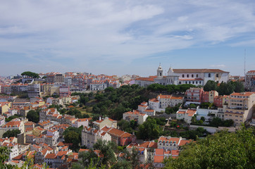  Lisbon cityscape. View of rooftop in the Alfama District. Portugal 