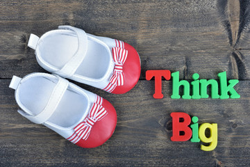 Think big on wooden table