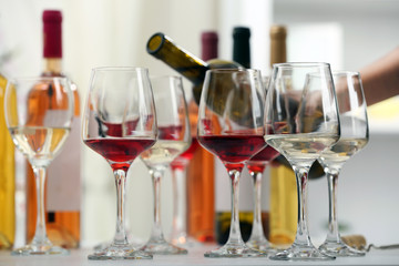 Glasses with different kind of wine