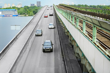 Cars on bridge