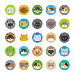 Cat heads or cute cat faces vector illustration
