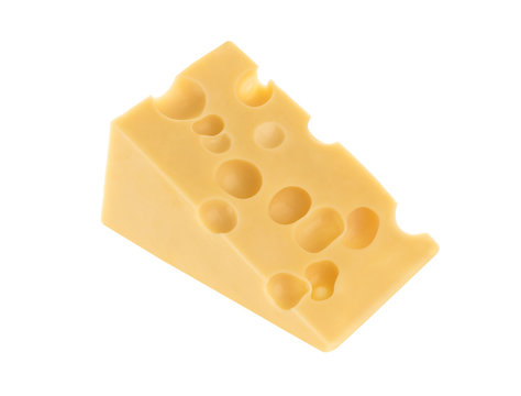 Maasdam cheese isolated on white background. With clipping path.