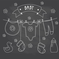 Doodle coat baby set with chalkboard