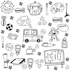 Vector art school toools doodles