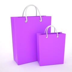 Paper Shopping Bags isolated on white background. 3d rendering.