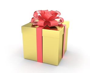 gift box with bows isolated on white. 3d rendering.