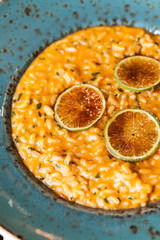 Tom Yum risotto with sun-dried lime and mozzarella