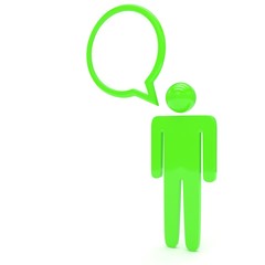 3d man with talk bubbles isolated over a white background. 3d rendering.