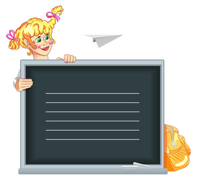 illustration of girl peeping b