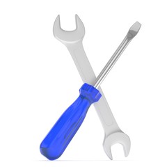 3D Illustration Wrench and screwdriver, service concept