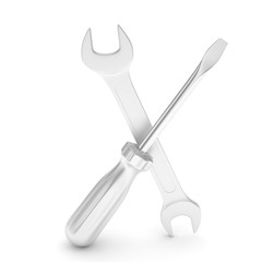 3D Illustration Wrench and screwdriver, service concept