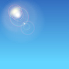 Sun flare. Colorful sunset