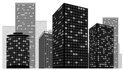 Fototapeta premium Cityscape - Buildings and City Scene Illustration, Vector