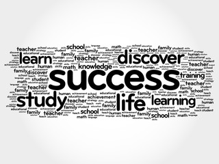 SUCCESS word cloud collage, education concept background