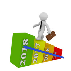 Colorful business graph with diffrent years, upswing concept 3d