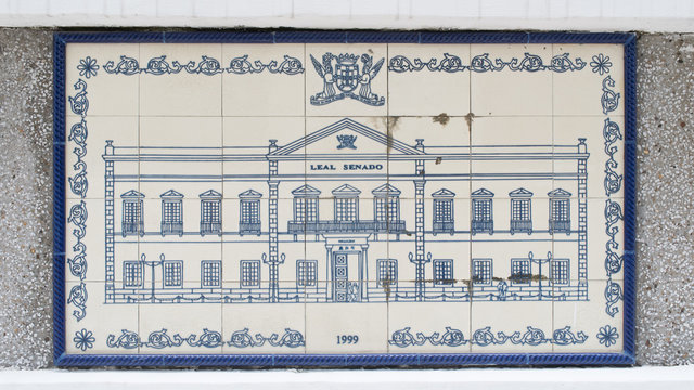 Art drawing on ceramic wall inside of Civic and Municipal Affairs Bureau (IACM) - Leal Senado in 1999 A.D.