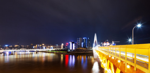 Fototapeta na wymiar cityscape and skyline of downtown near bridge of chongqing at ni