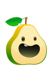 bright juicy tasty green pear cartoon character