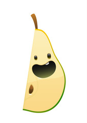 bright juicy tasty green pear cartoon character