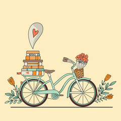 Retro bicycle with books
