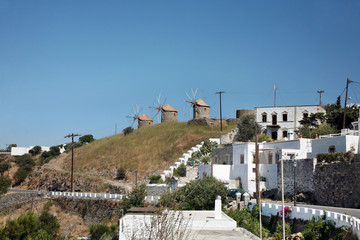 street in the old town of Patmos, Greece.