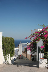 street in the old town of Patmos, Greece.