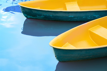 Boat floating over skin water as background