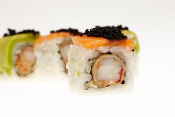Delicious sushi isolated on white background.
