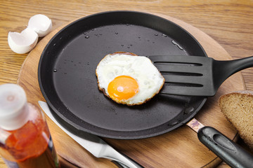 Fried eggs on a pan
