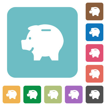 Flat piggy bank icons