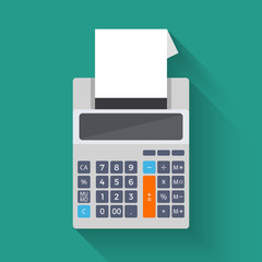 Adding counting machine, vector flat illustration of calculator
