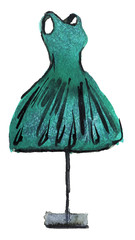 watercolor sketch of dress on a white background