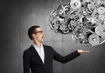 He possesses constructive thinking . Mixed media