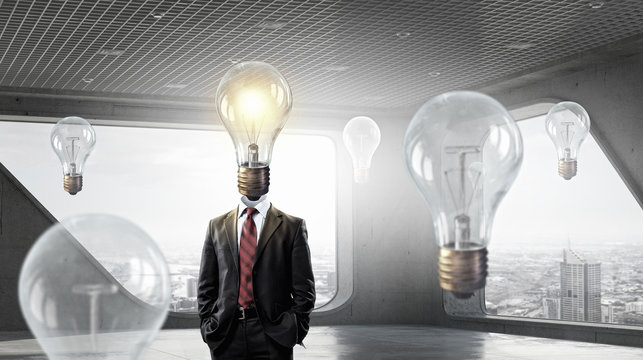 His head full of great ideas . Mixed media