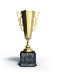 gold trophy cup 3d illustration on white background