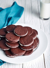 Sandwich chocolate or cacao cookies