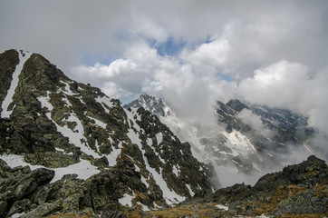 Fototapeta na wymiar Czarny Staw Gąsienicowy ,Skrajny Granat panorama 