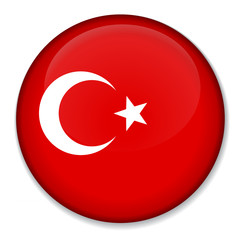 National flag of Turkey on a glass button
