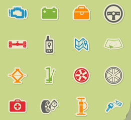 Car shop icons set