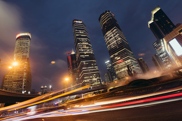 Fototapeta na wymiar Night view of Lujiazui business district in Shanghai, China.