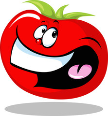 funny tomato vegetable smiling isolated on white background - vector illustration