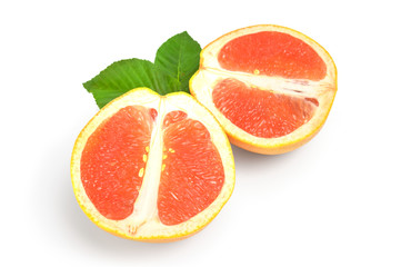 Fototapeta na wymiar Two halves of grapefruit isolated on white background