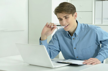 businessman working with laptop in office