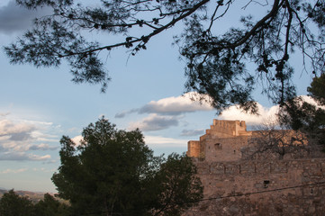 Castle ruins and Roman walls from Sagunto, Spain.